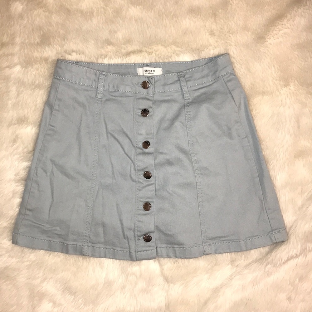 forever 21 blue button up skirt